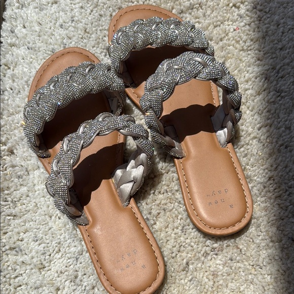 a new day Shoes - A New Day Silver Braided Sandals